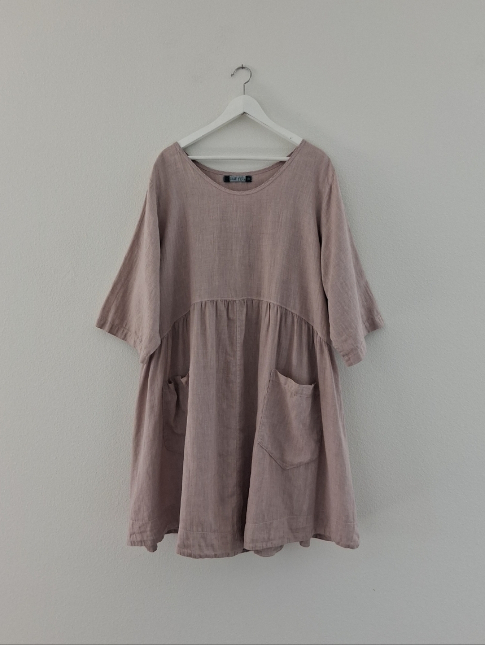 Blue Fish Gathered Waist Linen Midi Dress
